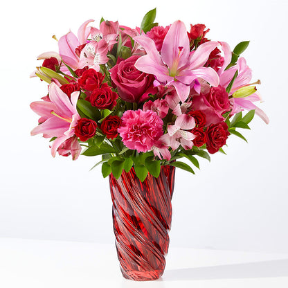 Berry in Love Bouquet with Luxe Swirl Vase